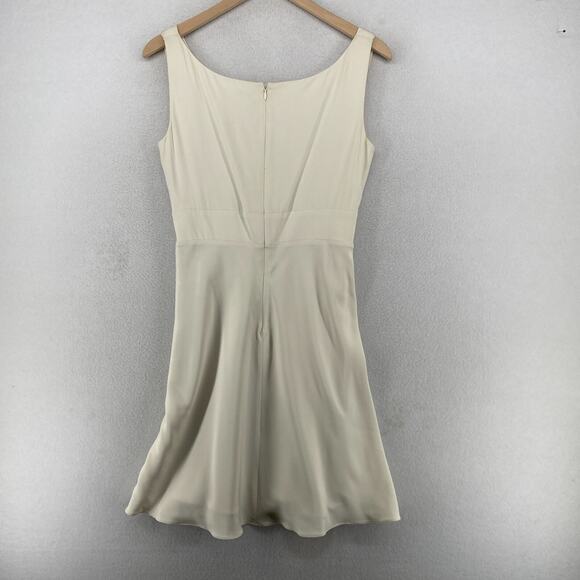 JOSEPH Dress 38 Silk Faux Wrap V-Neck Back Zip Sleeveless Lined Ylang Off White - Picture 3 of 15